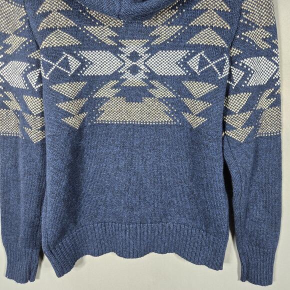 American Eagle Hooded Sweater Womens Small Blue Southwest Knit Pullover - Picture 8 of 10